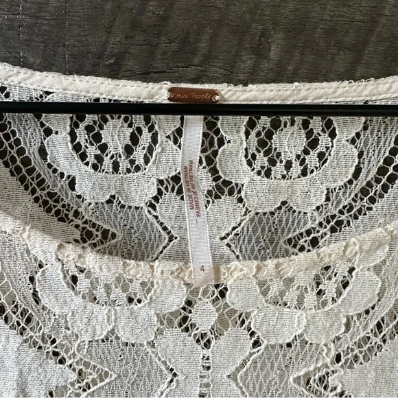 Free People Walking to the Sun Cream Lace Dress Sz 4 - Picture 4 of 7